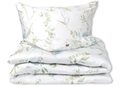 Pościel satynowa Exclusive łąka z niebieskimi kwiatami 200x160 cm z dwiema poszewkami na poduszkę 80x70 cm