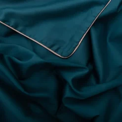 Pościel satynowa Gold Line 200x140 cm z poszewką na poduszkę 80x70 cm turkusowa
