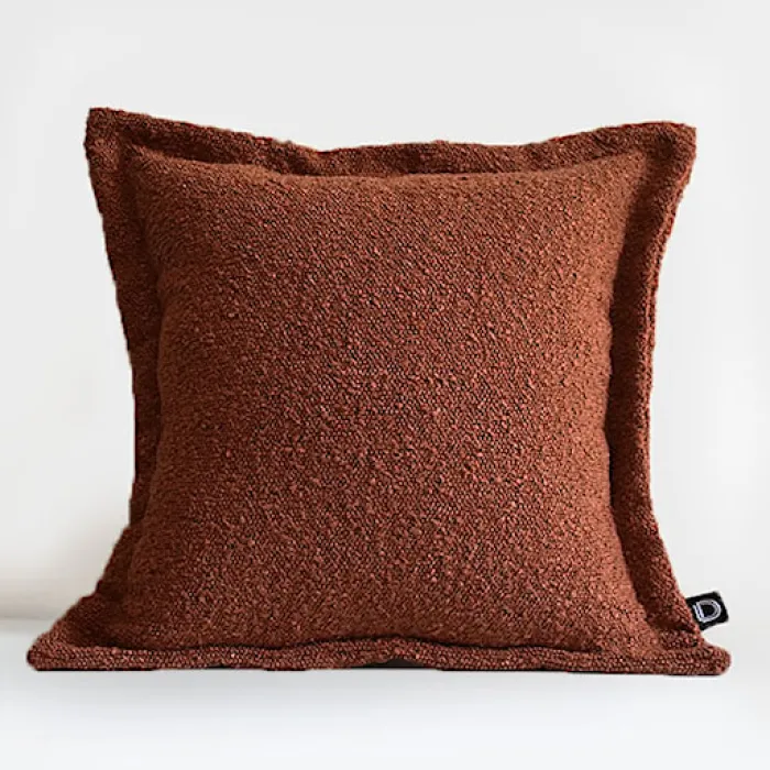 Poszewka Boucle z dekoracyjnym rantem 40x40 cm rdzawobrązowa