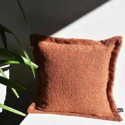 Poszewka Boucle z dekoracyjnym rantem 40x40 cm rdzawobrązowa