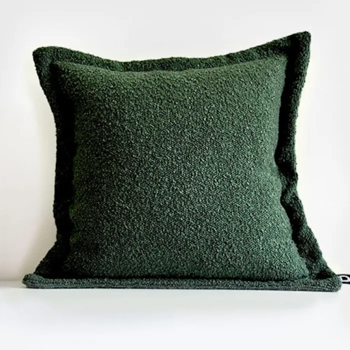 Poszewka Boucle z dekoracyjnym rantem 40x40 cm zielona