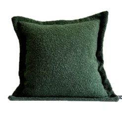 Poszewka Boucle z dekoracyjnym rantem 40x40 cm zielona