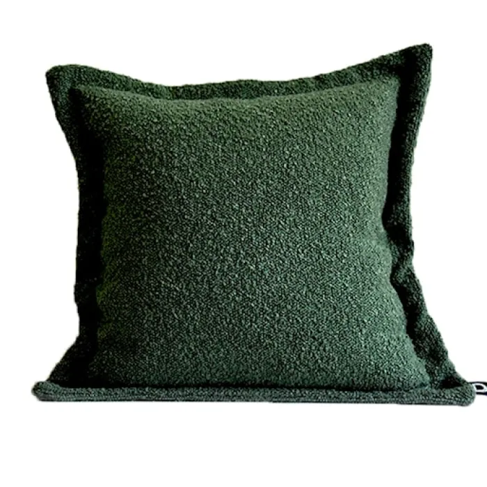 Poszewka Boucle z dekoracyjnym rantem 40x40 cm zielona