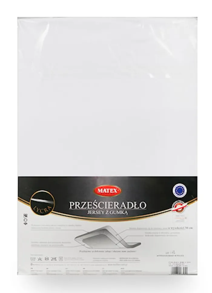 Prześcieradło jersey z lycrą Herrentz gumą na materac 200x90 cm białe