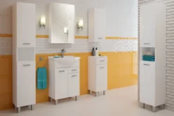 Półsłupek łazienkowy Loope stojący z szufladą biały