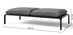 Pufa ogrodowa Worcully 150x72 cm w tkaninie hydrofobowej beżowa/ czarny stelaż