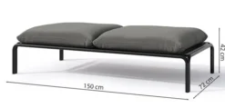 Pufa ogrodowa Worcully 150x72 cm w tkaninie hydrofobowej antracytowa/ czarny stelaż
