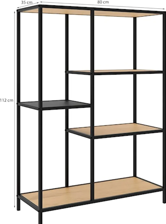 Regał otwarty Koneso 112 cm z pięcioma półkami dąb/czarny