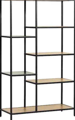 Regał otwarty Koneso 146 cm z siedmioma półkami dąb/czarny