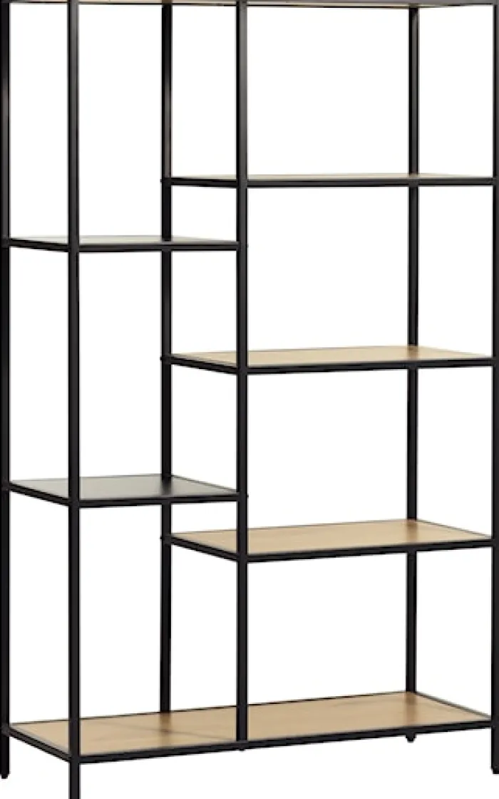 Regał otwarty Koneso 146 cm z siedmioma półkami dąb/czarny