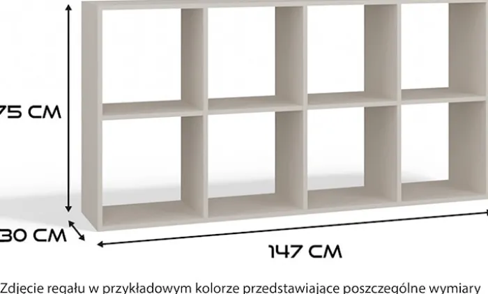 Regał otwarty Malax z ośmioma półkami 147 cm biały