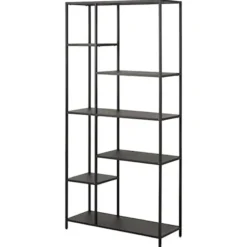 Regał otwarty metalowy Seaford niesymetryczny 165 cm czarny