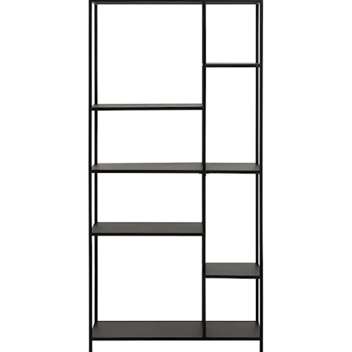 Regał otwarty metalowy Seaford niesymetryczny 165 cm czarny