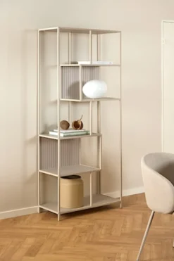 Regał Seaford 77 cm beżowy lamele