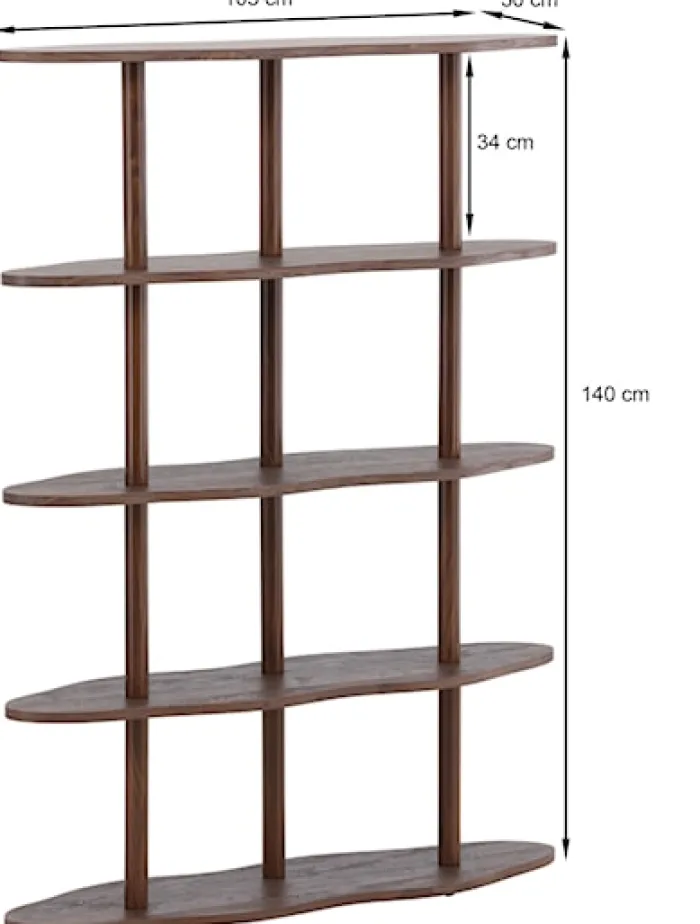 Regał Vorenne 105 cm z czterema półkami orzech