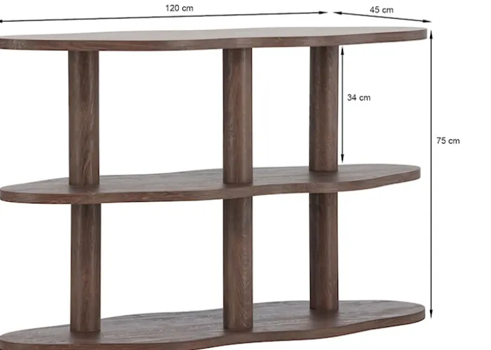 Regał Vorenne 120 cm z dwiema półkami orzech