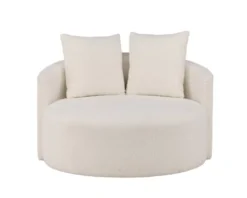 Sofa dwuosobowa Suppine biała w tkaninie boucle