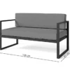 Sofa ogrodowa dwuosobowa Dywilly w tkaninie hydrofobowej szara/ szary stelaż