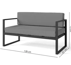 Sofa ogrodowa dwuosobowa Dywilly w tkaninie hydrofobowej szara/ szary stelaż
