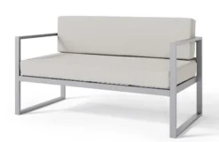 Sofa ogrodowa dwuosobowa Dywilly w tkaninie hydrofobowej szara/ szary stelaż