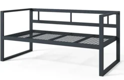 Sofa ogrodowa dwuosobowa Dywilly w tkaninie hydrofobowejjasnobrązowa/ czarny stelaż