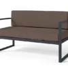 Sofa ogrodowa dwuosobowa Dywilly w tkaninie hydrofobowej brązowa/ czarny stelaż