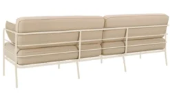 Sofa ogrodowa trzyosobowa Preggel w tkaninie hydrofobowej beżowa/ kremowy stelaż