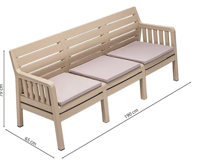 Sofa ogrodowa trzyosobowa Scrally z tworzywa sztucznego beżowa