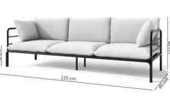 Sofa ogrodowa trzyosobowa Worcully w tkaninie hydrofobowej beżowa/ czarny stelaż