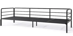 Sofa ogrodowa trzyosobowa Worcully w tkaninie hydrofobowej antracytowa/ czarny stelaż