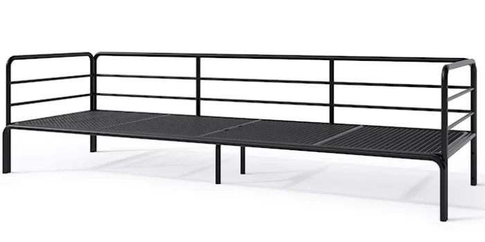 Sofa ogrodowa trzyosobowa Worcully w tkaninie hydrofobowej antracytowa/ czarny stelaż