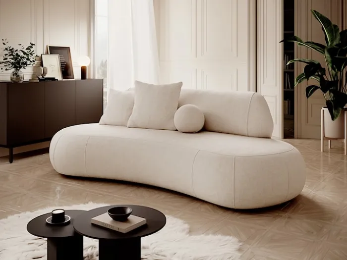 Sofa trzyosobowa Balme beżowa w tkaninie łatwoczyszczącej