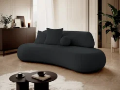 Sofa trzyosobowa Balme grafitowa w tkaninie łatwoczyszczącej