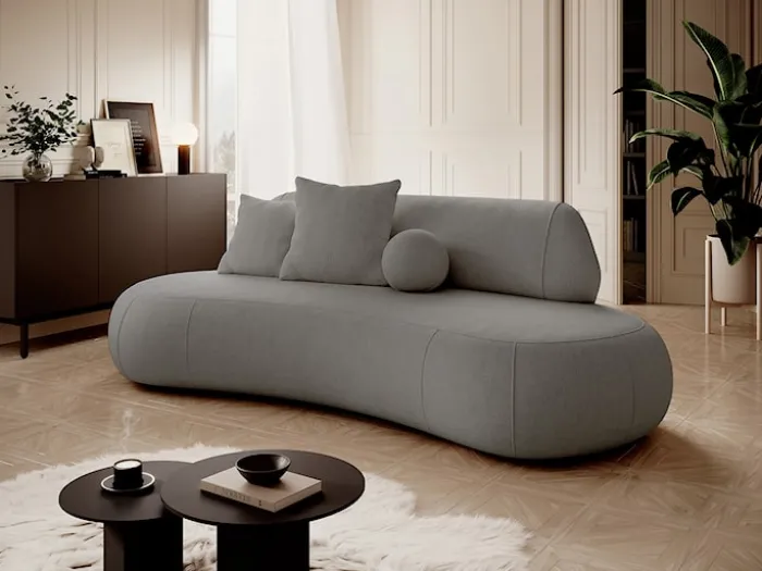 Sofa trzyosobowa Balme szarobeżowa w tkaninie łatwoczyszczącej