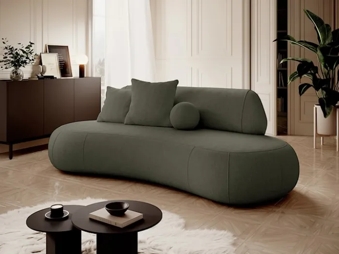 Sofa trzyosobowa Balme zielona w tkaninie łatwoczyszczącej