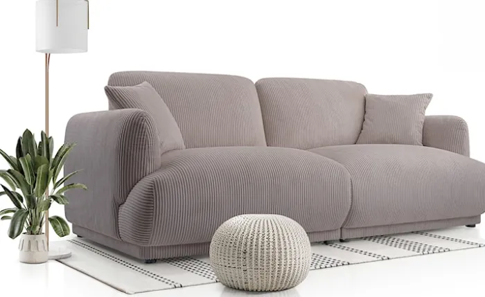 Sofa trzyosobowa Chacco ciemnobeżowa sztruks