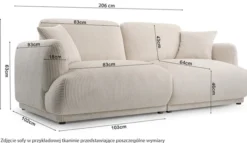 Sofa trzyosobowa Chacco grafitowa sztruks