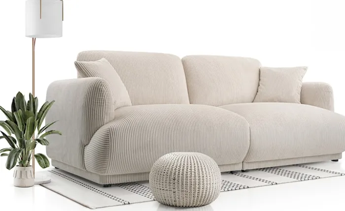 Sofa trzyosobowa Chacco jasnobeżowa sztruks