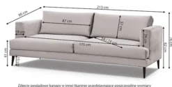 Sofa trzyosobowa Dragato granatowa welur