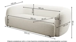 Sofa trzyosobowa Sabanitas jasnoszara w tkaninie boucle