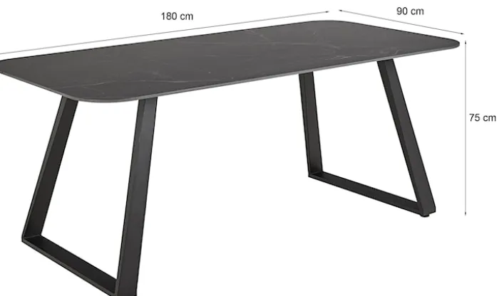 Stół do jadalni Antalya 180x90 cm grafitowy ceramiczny blat