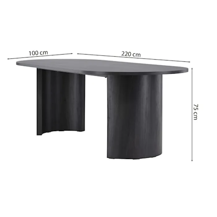 Stół do jadalni Grundsund z owalnym blatem 220x100 cm dąb czarny