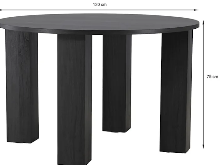 Stół do jadalni Juno okrągły 120 cm dąb czarny