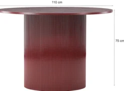 Stół do jadalni Lenox okrągły 110 cm bordowy z ryflowaną podstawą