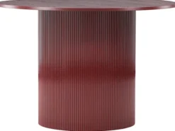 Stół do jadalni Lenox okrągły 110 cm bordowy z ryflowaną podstawą