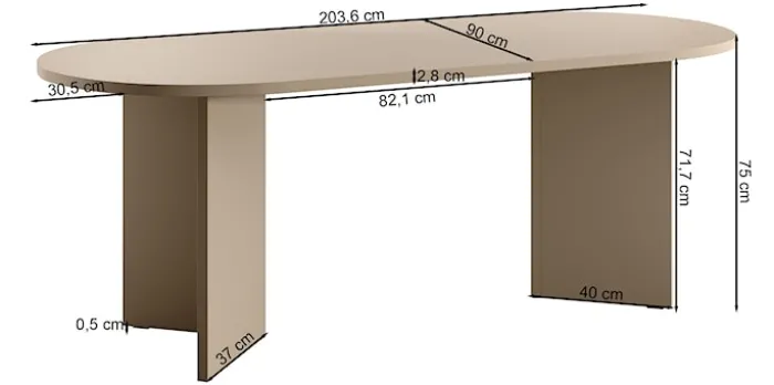 Stół do jadalni Ovo owalny 204 cm Dąb Lindberg