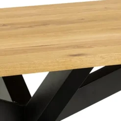 Stół do jadalni prostokątny Kardema 220x90 cm dąb fornirowany na czarnych nogach