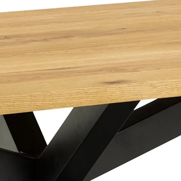 Stół do jadalni prostokątny Kardema 220x90 cm dąb fornirowany na czarnych nogach