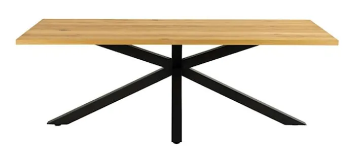 Stół do jadalni prostokątny Kardema 220x90 cm dąb fornirowany na czarnych nogach