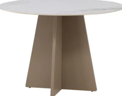 Stół do jadalni Quishly okrągły 110 cm beżowy